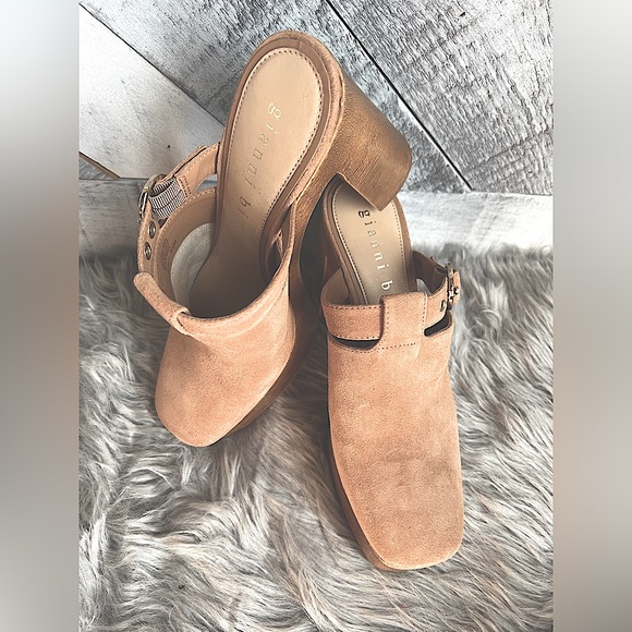 GIANNI BINI SOTELO BUCKLE DETAIL SUEDE PLATFORM CLOGS. SIZE 8.5M - Picture 2 of 12